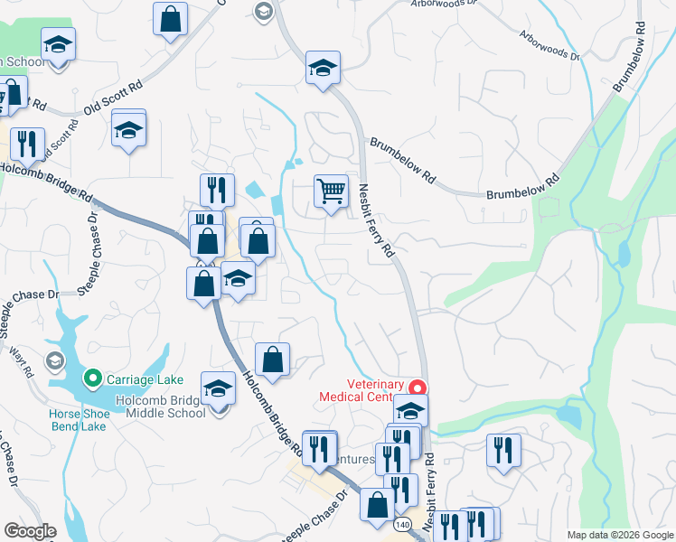 map of restaurants, bars, coffee shops, grocery stores, and more near 115 Devonshire Drive in Alpharetta