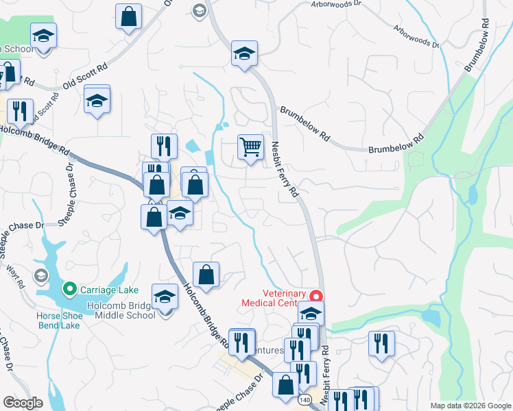 map of restaurants, bars, coffee shops, grocery stores, and more near 115 Devonshire Drive in Alpharetta