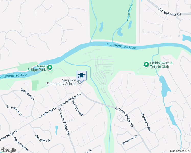 map of restaurants, bars, coffee shops, grocery stores, and more near 5212 Lower Creek Street in Peachtree Corners