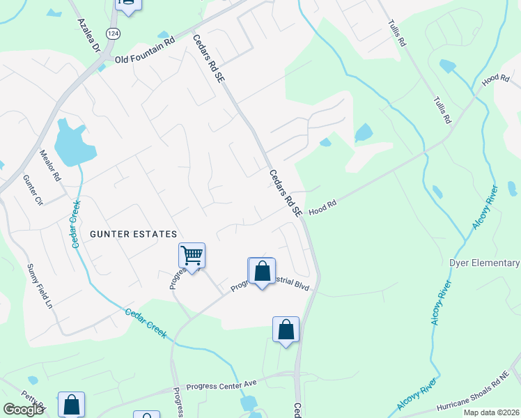 map of restaurants, bars, coffee shops, grocery stores, and more near 875 Cedar Brook Trail Northeast in Lawrenceville