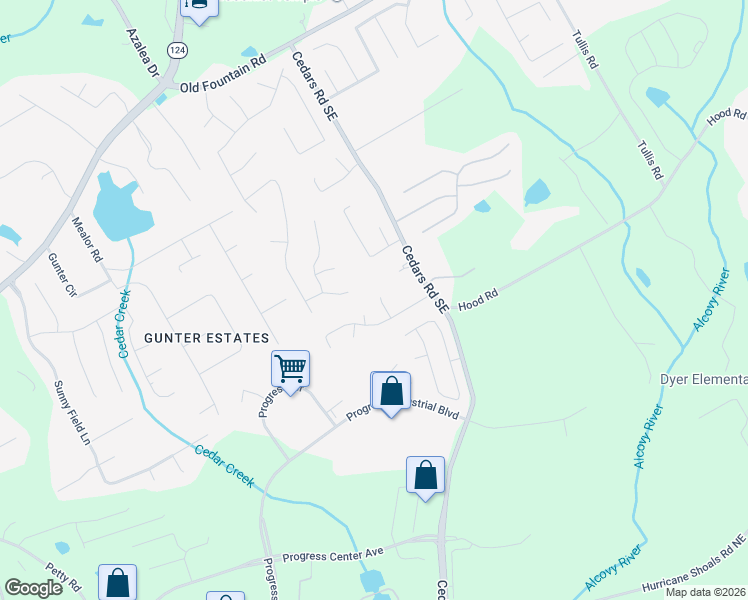 map of restaurants, bars, coffee shops, grocery stores, and more near 880 Cedar Brook Trail Northeast in Lawrenceville