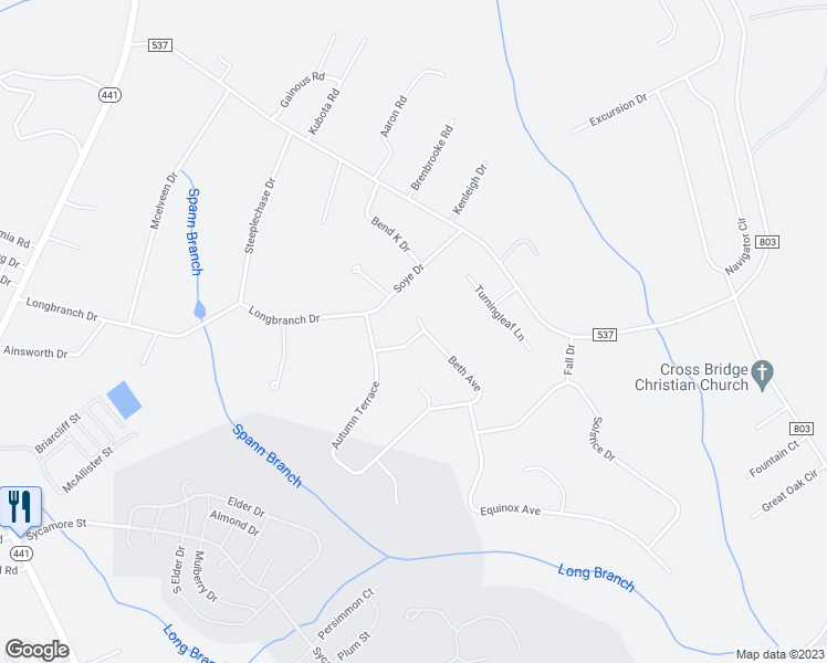 map of restaurants, bars, coffee shops, grocery stores, and more near 5025 Knollwood Drive in Dalzell