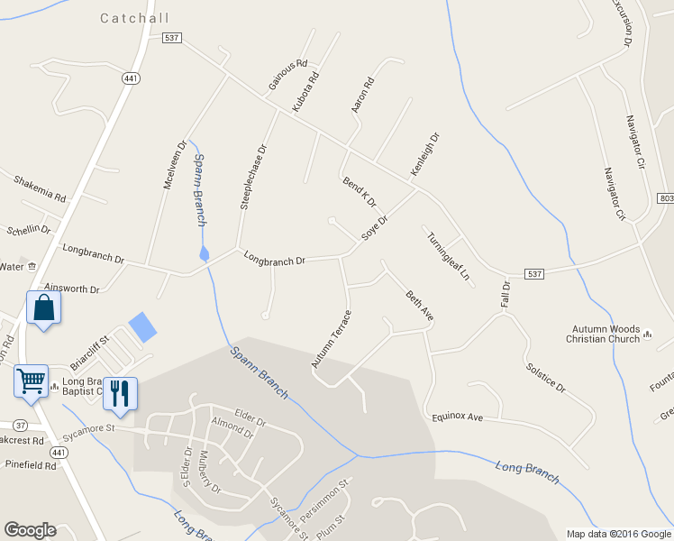 map of restaurants, bars, coffee shops, grocery stores, and more near 2680 Autumn Terrace in Dalzell
