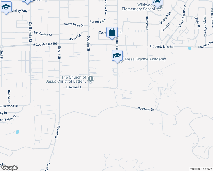 map of restaurants, bars, coffee shops, grocery stores, and more near 360 East Avenue L in Calimesa