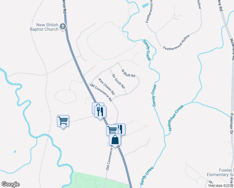map of restaurants, bars, coffee shops, grocery stores, and more near 102 North Bluff Road in Athens