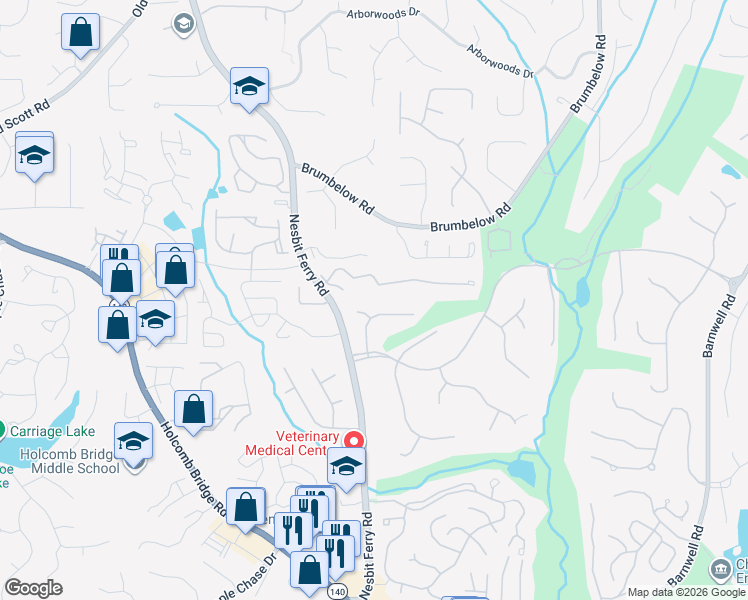map of restaurants, bars, coffee shops, grocery stores, and more near 245 Rhine Drive in Alpharetta