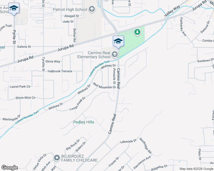 map of restaurants, bars, coffee shops, grocery stores, and more near 7556 Red Mountain Drive in Riverside
