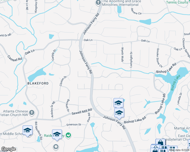 map of restaurants, bars, coffee shops, grocery stores, and more near 1996 Johnson Ferry Road in Marietta