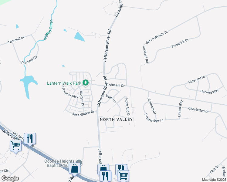 map of restaurants, bars, coffee shops, grocery stores, and more near 842 Vincent Drive in Athens