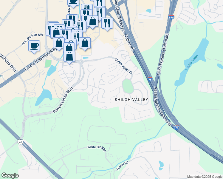 map of restaurants, bars, coffee shops, grocery stores, and more near 1973 Hoods Fort Circle Northwest in Kennesaw