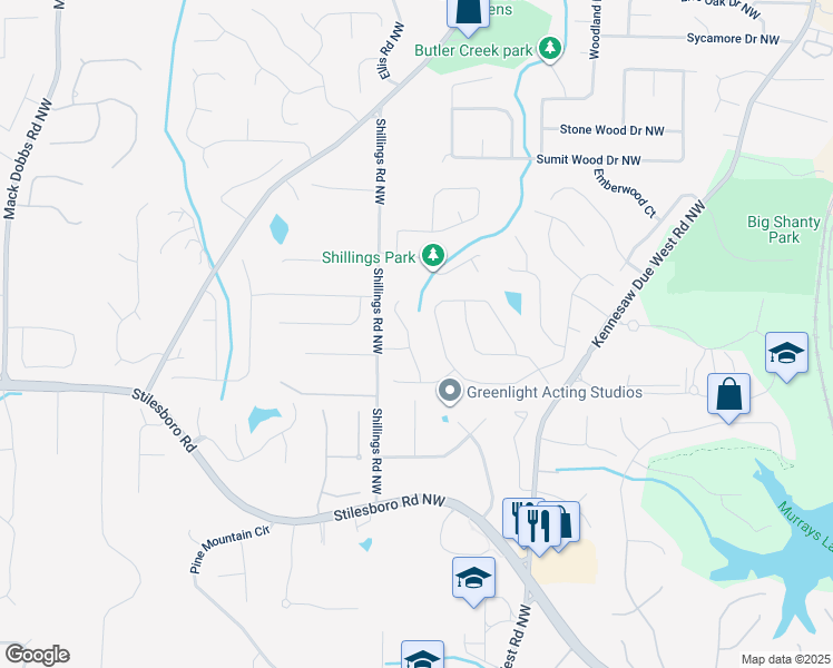 map of restaurants, bars, coffee shops, grocery stores, and more near 1816 Beckley Place in Kennesaw
