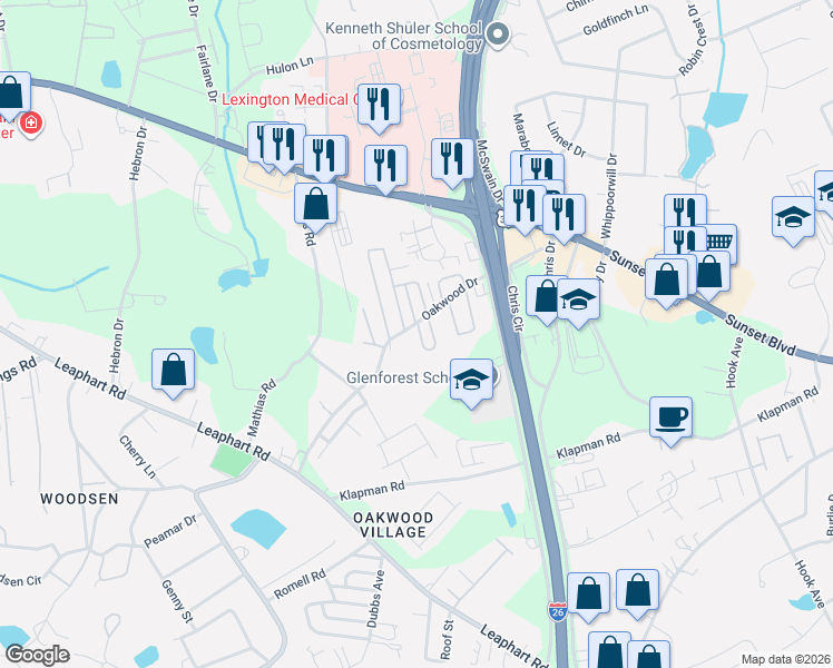map of restaurants, bars, coffee shops, grocery stores, and more near 11 Janice Fe Trail in West Columbia