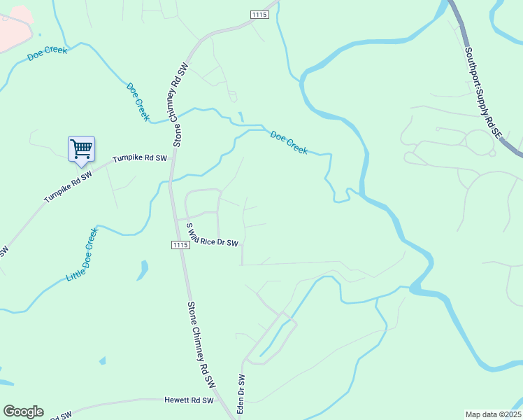 map of restaurants, bars, coffee shops, grocery stores, and more near 381 Hardwood Drive Southwest in Brunswick County