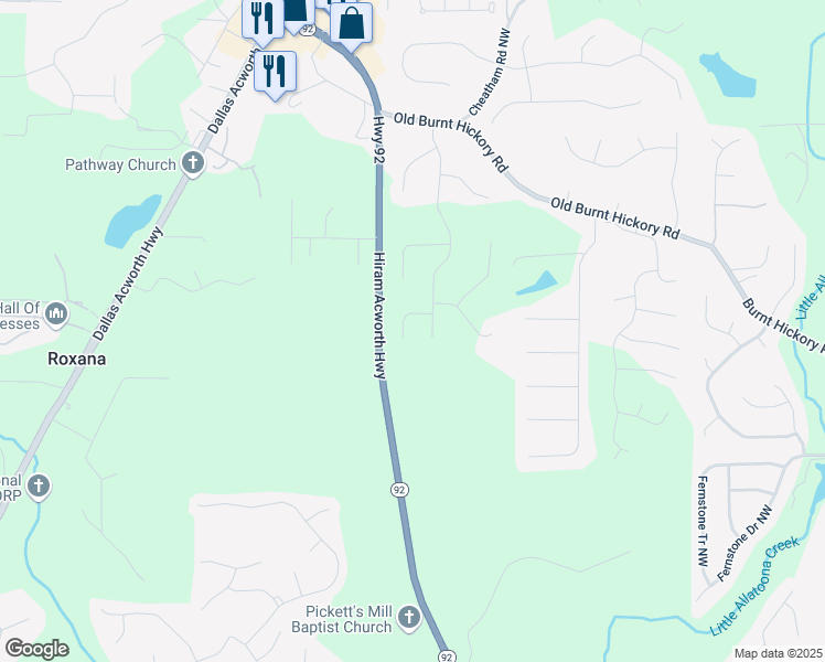 map of restaurants, bars, coffee shops, grocery stores, and more near 111 Trellis Court in Acworth