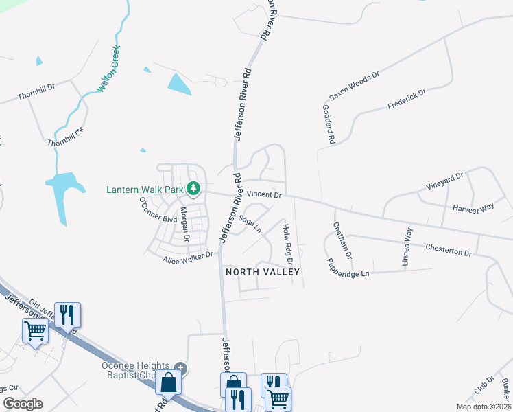 map of restaurants, bars, coffee shops, grocery stores, and more near 842 Vincent Drive in Athens