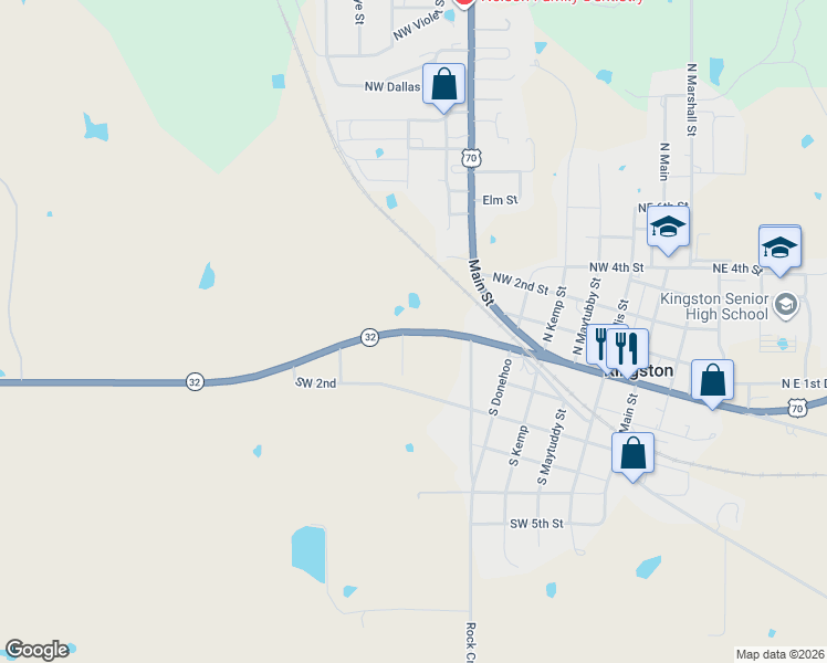 map of restaurants, bars, coffee shops, grocery stores, and more near Highway 32 in Kingston