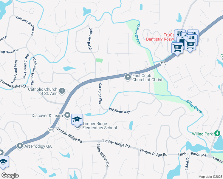 map of restaurants, bars, coffee shops, grocery stores, and more near 2114 Castlewycke Court in Marietta