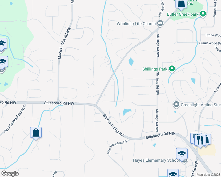 map of restaurants, bars, coffee shops, grocery stores, and more near 2978 Cody Court in Kennesaw