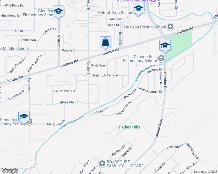 map of restaurants, bars, coffee shops, grocery stores, and more near 4822 Skyline Terrace in Riverside