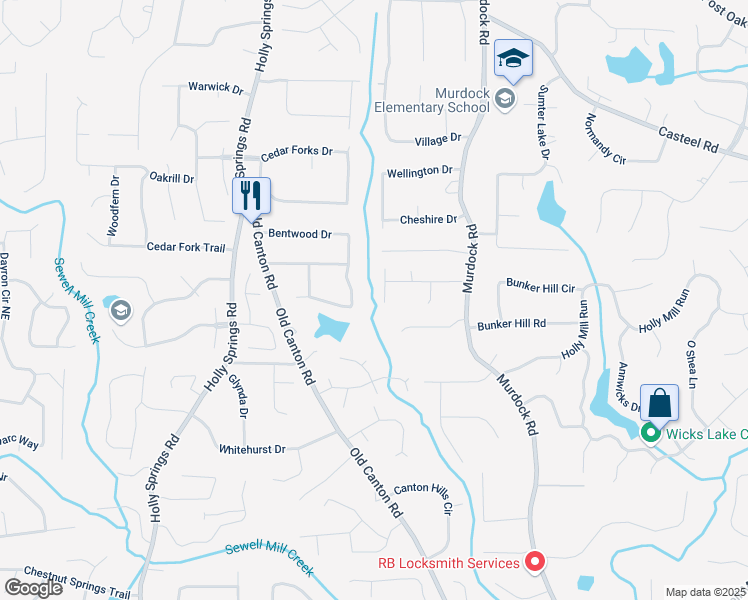 map of restaurants, bars, coffee shops, grocery stores, and more near 2071 Stanrich Court in Marietta