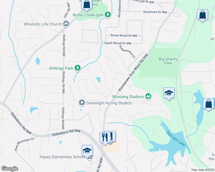 map of restaurants, bars, coffee shops, grocery stores, and more near 2111 Chatou Place in Kennesaw