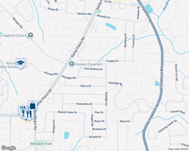 map of restaurants, bars, coffee shops, grocery stores, and more near 1871 Kinridge Road in Marietta