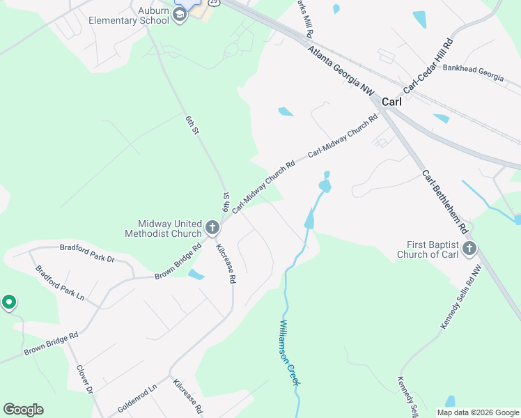 map of restaurants, bars, coffee shops, grocery stores, and more near 121 Governor's Ridge in Auburn