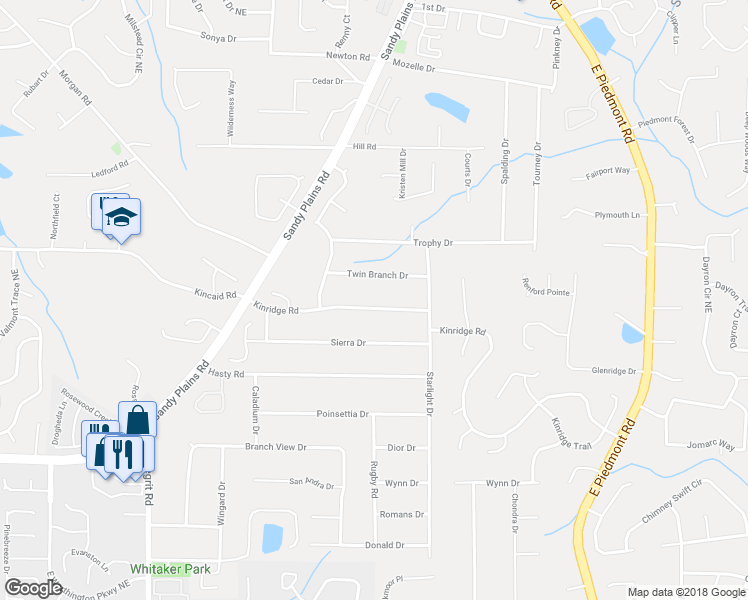 map of restaurants, bars, coffee shops, grocery stores, and more near 1861 Kinridge Road in Marietta