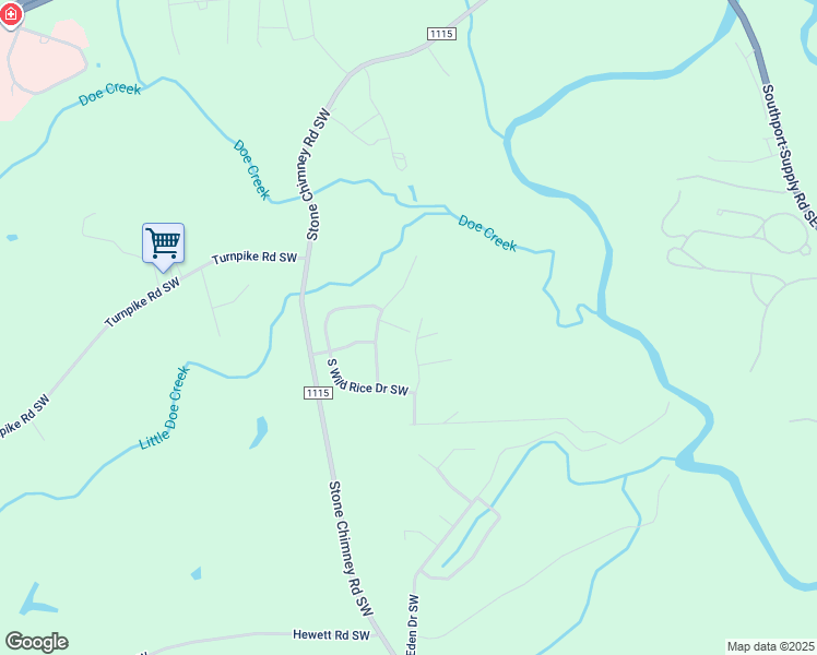 map of restaurants, bars, coffee shops, grocery stores, and more near 649 Squirrel Run Drive Southwest in Brunswick County