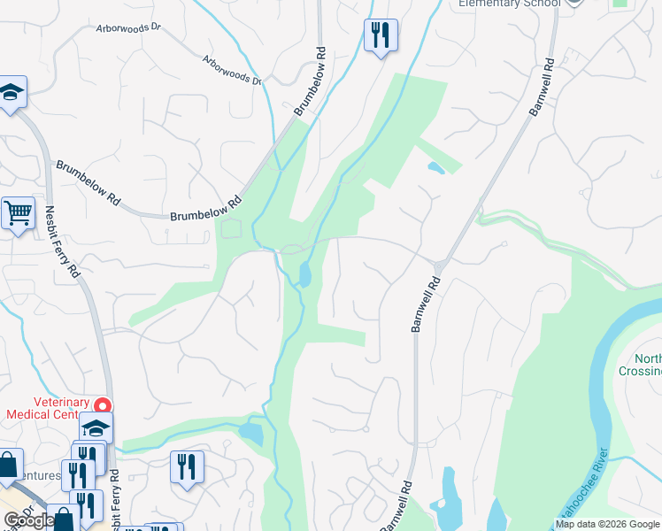 map of restaurants, bars, coffee shops, grocery stores, and more near 8750 Mount Rushmore Drive in Alpharetta