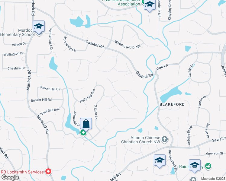 map of restaurants, bars, coffee shops, grocery stores, and more near 2022 Kramer Way in Marietta