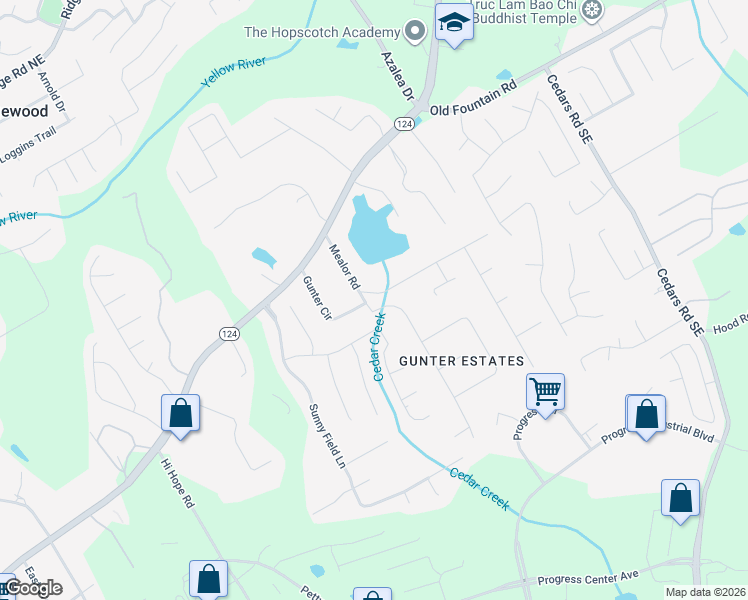 map of restaurants, bars, coffee shops, grocery stores, and more near 1043 Mealor Road in Lawrenceville