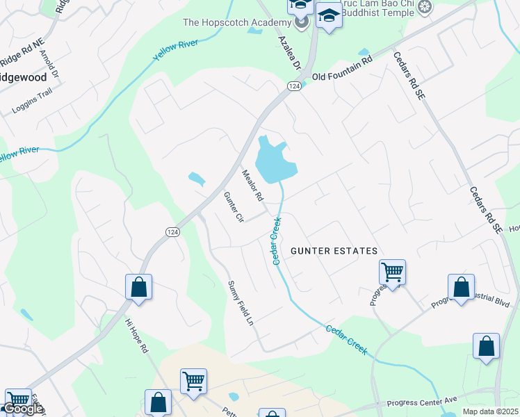 map of restaurants, bars, coffee shops, grocery stores, and more near 927 Gunter Circle in Lawrenceville