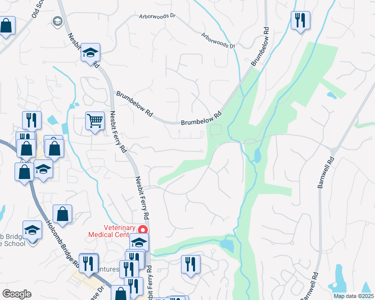map of restaurants, bars, coffee shops, grocery stores, and more near 107 Eagle Glen Road in Johns Creek