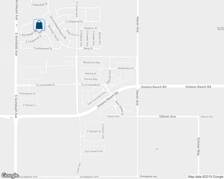 map of restaurants, bars, coffee shops, grocery stores, and more near 3330 East Yountville Drive in Ontario