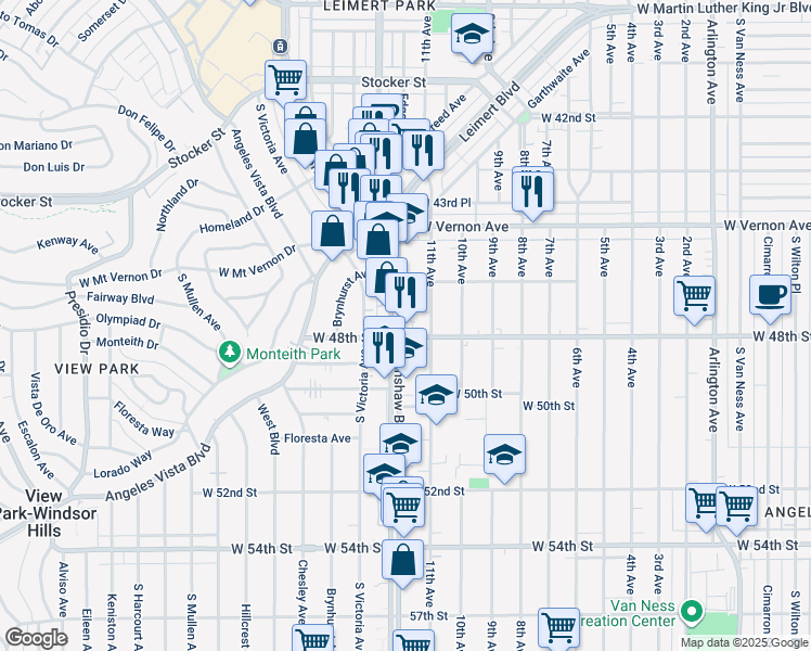 map of restaurants, bars, coffee shops, grocery stores, and more near in Los Angeles