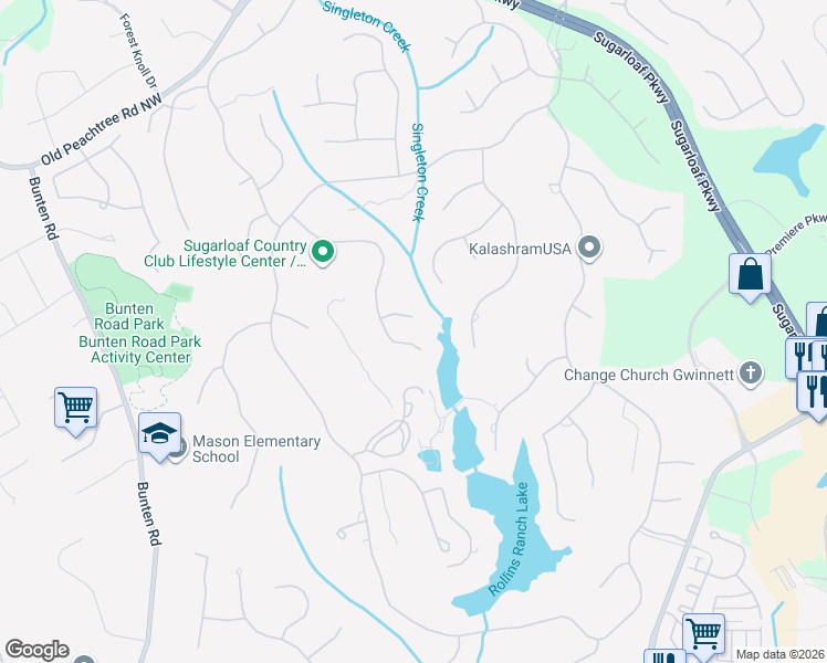 map of restaurants, bars, coffee shops, grocery stores, and more near 2372 Seaborn Place in Duluth