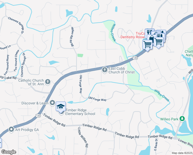 map of restaurants, bars, coffee shops, grocery stores, and more near 5119 Greythorne Lane in Marietta