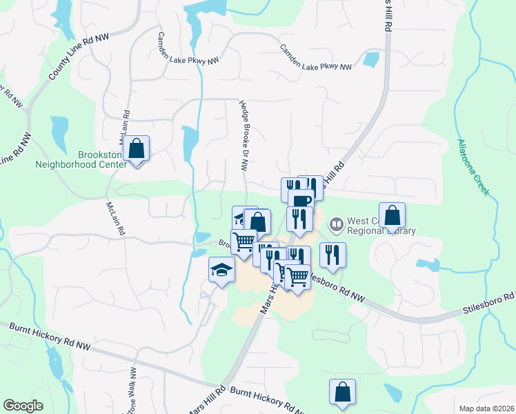 map of restaurants, bars, coffee shops, grocery stores, and more near 5354 Manor View Dr NW in Acworth