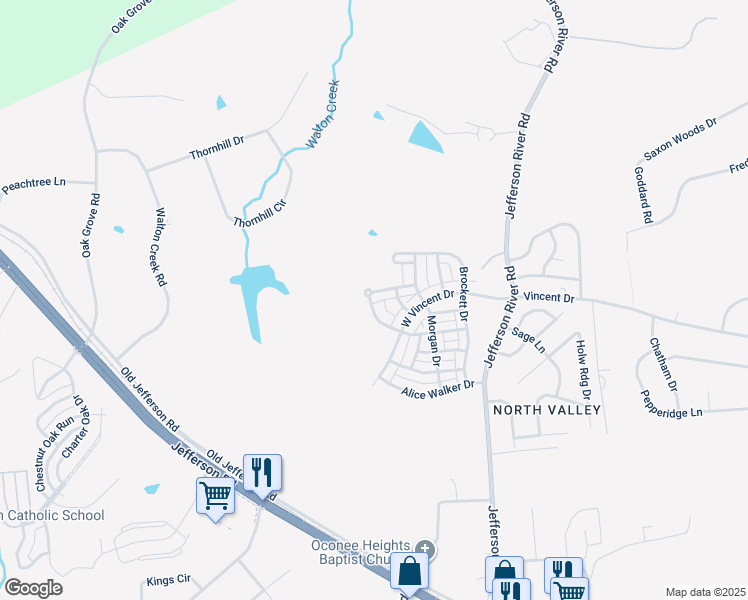 map of restaurants, bars, coffee shops, grocery stores, and more near 484 O'Conner Boulevard in Athens