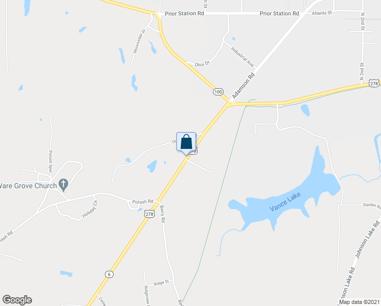 map of restaurants, bars, coffee shops, grocery stores, and more near 3604 Piedmont Highway in Cedartown