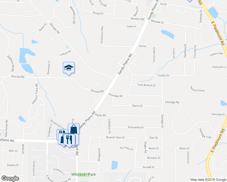 map of restaurants, bars, coffee shops, grocery stores, and more near 2085 Kinridge Place Court in Marietta