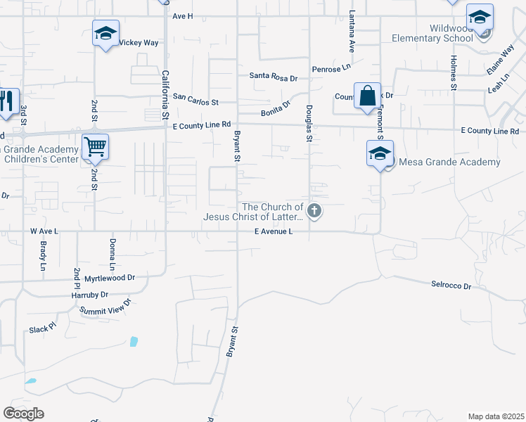 map of restaurants, bars, coffee shops, grocery stores, and more near 236 Syllmar Circle in Calimesa