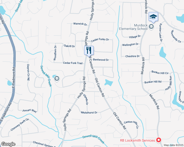 map of restaurants, bars, coffee shops, grocery stores, and more near 2311 Ravinia Court Northeast in Marietta
