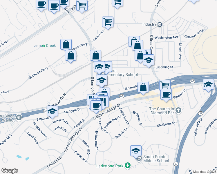 map of restaurants, bars, coffee shops, grocery stores, and more near 904 Glenwick Avenue in Walnut