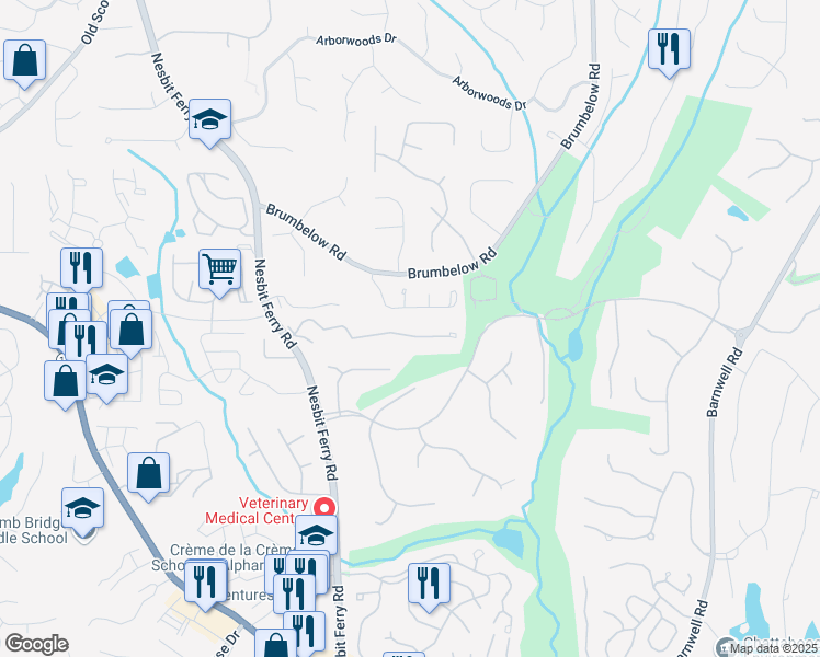map of restaurants, bars, coffee shops, grocery stores, and more near 107 Eagle Glen Road in Johns Creek