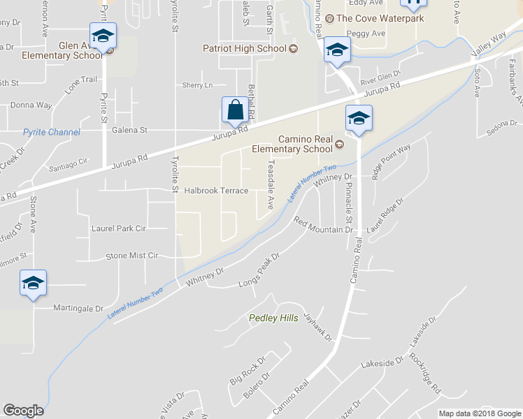 map of restaurants, bars, coffee shops, grocery stores, and more near 4840 Studebaker Way in Riverside
