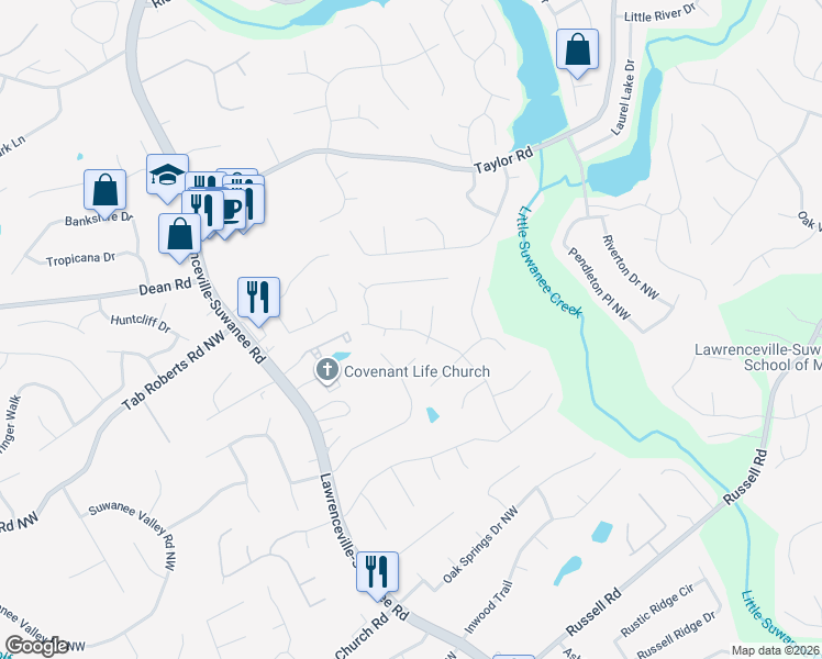 map of restaurants, bars, coffee shops, grocery stores, and more near 2004 Marsh Creek Dr in Lawrenceville