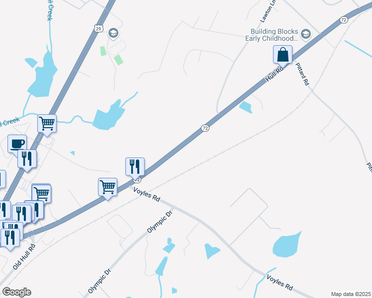 map of restaurants, bars, coffee shops, grocery stores, and more near 1160 Hull Road in Athens