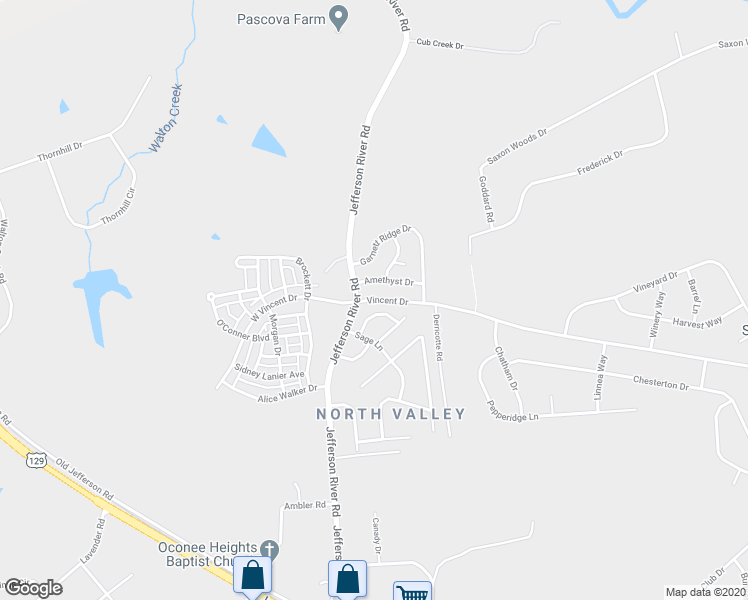 map of restaurants, bars, coffee shops, grocery stores, and more near 872 Vincent Drive in Athens